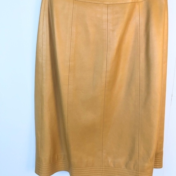 Chanel Caramel Lamb Leather CC buttons Midi Skirt 2 - Picture 2 of 8